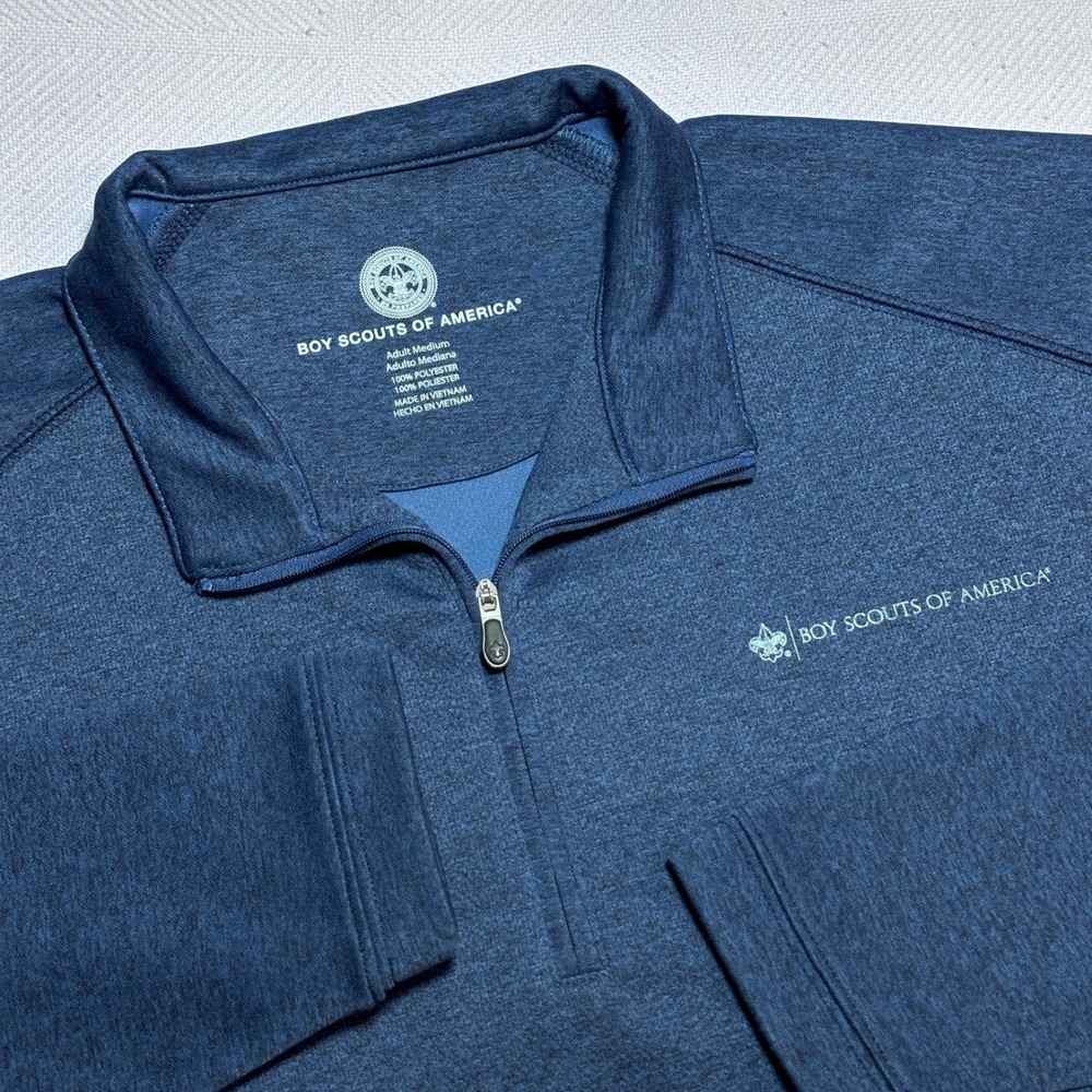 Boy Scouts of America Quarter Zip Pullover‎ Adult Medium Heather Blue BSA Logo